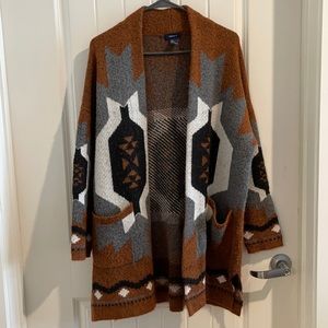 Oversized aztec style long cardigan